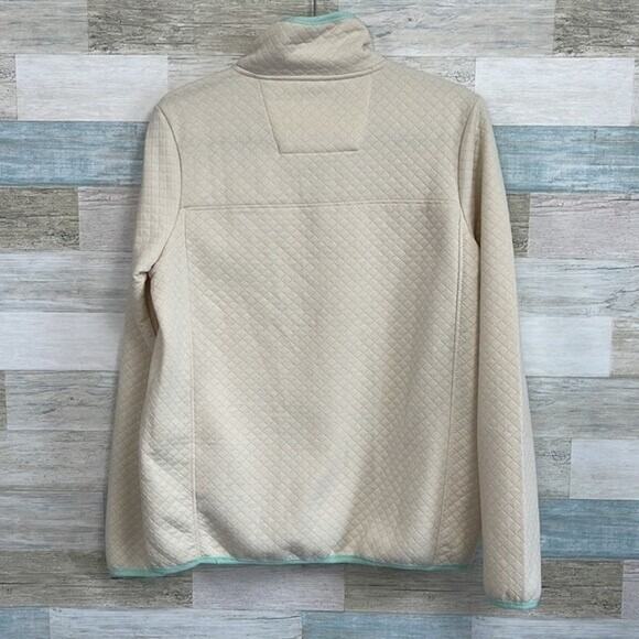 Jones New York Quilted 1/4 Snap Mock Neck Pullover Jacket Cream Womens Large - Picture 3 of 5